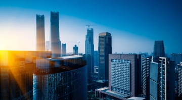 modern business buildings in financial district in city of China.